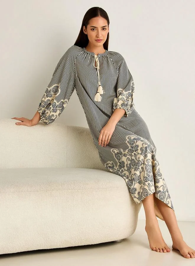 Splash FAV Night Dress Long Sleeve Tassel Tie-Ups Viscose